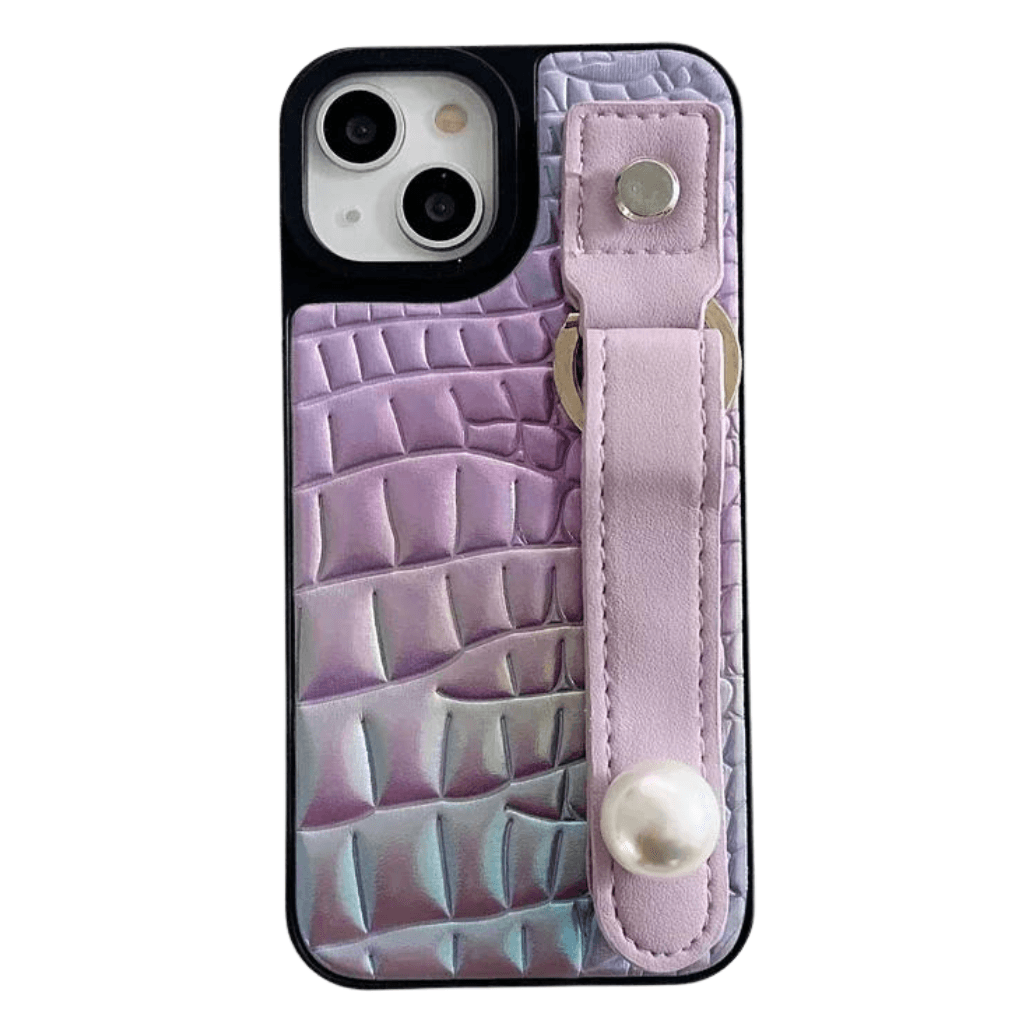 Capa Neon Wave de Couro Para iPhone - Loux