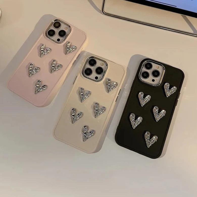 Capa Silver Heart Para iPhone - Loux